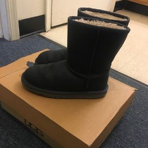 Navy blue short leather classic UGG boots